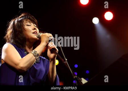 Marciac ( Francia) agosto,9 th 2017 , quarantesimo festival jazz a marciac concerto del cantante youn sun nah credito: sebastien lapeyrere/alamy live news. Foto Stock