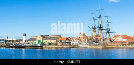 Inghilterra Inghilterra hartlepool hartlepool marina H M S Trincomalee una guerra napoleonica navy frigate restaurata come un museo vivente nave Hartlepool Contea di Durham Foto Stock