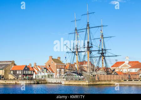 Inghilterra Inghilterra hartlepool hartlepool marina H M S Trincomalee una guerra napoleonica navy frigate restaurata come un museo vivente nave Hartlepool Contea di Durham Foto Stock