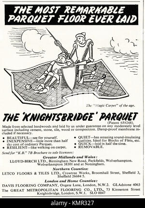 1950s vecchio annuncio originale vintage rivista britannica pubblicità a mezzo stampa pubblicità Knightsbridge parquet parquet parquet parquet parquet parquet legno del 1958 Foto Stock