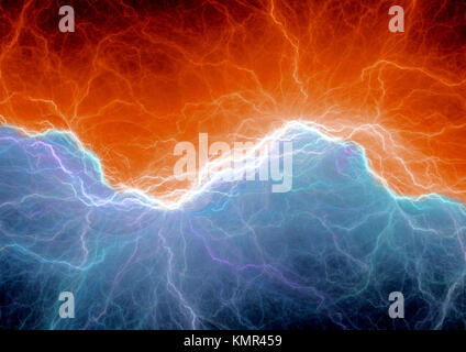Il fuoco e il ghiaccio fulmini, abstract sfondo al plasma Foto Stock