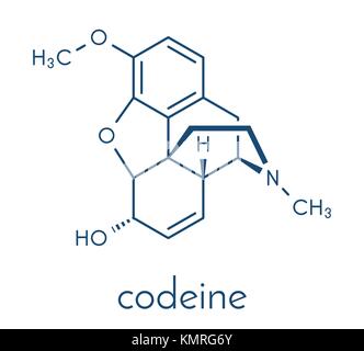 Codeina dolore e sollievo per la tosse molecola di farmaco. formula scheletrico. Illustrazione Vettoriale