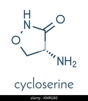 Cicloserina (D-cicloserina) tubercolosi molecola di farmaco. formula scheletrico. Illustrazione Vettoriale