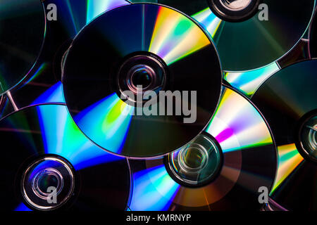 Dvd e cd sullo sfondo Foto Stock