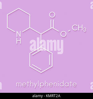 Il metilfenidato attenzione ed iperattività (ADHD) molecola di farmaco. Formula di scheletro. Foto Stock