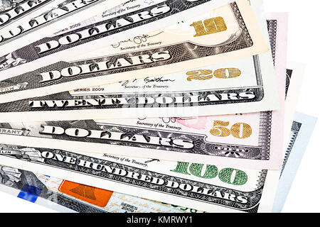 Le banconote di Stati Uniti d'America - dollari - ona uno heap. Foto Stock