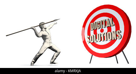 Soluzioni digitali obiettivo con imprenditore il concetto di bersagliamento Foto Stock