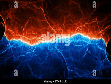 Il fuoco e il ghiaccio lightning design, elemento di plasma Foto Stock