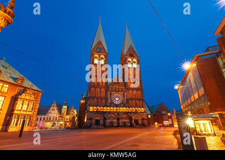 Brema antica piazza del mercato di Brema, Germania Foto Stock