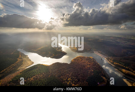 Wehebach dam si trova tra Hürtgenwald nel distretto di Düren e Stolberg nella zona di Aquisgrana, Steinschüttdamm, la fornitura di acqua potabile, acqua Foto Stock