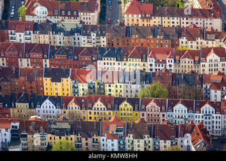 District Linden-Nord, perimetro block development, fiumi Leine e Ihme, tetti in tegole rosse, san Benno Chiesa, Hannover, capitale dello stato, Bassa Sassonia, germe Foto Stock