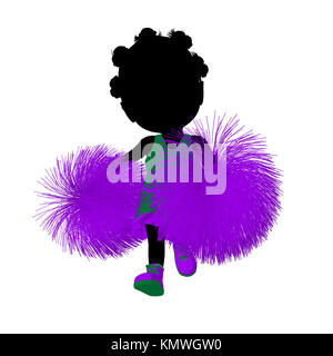 Poco African American cheer girl su sfondo bianco Foto Stock