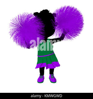 Poco African American cheer girl su sfondo bianco Foto Stock