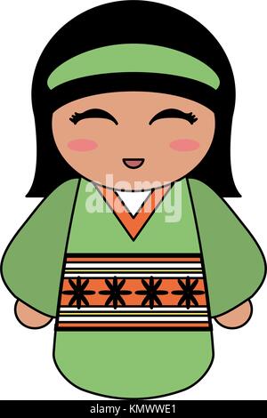 Geisha cartoon avatar Illustrazione Vettoriale