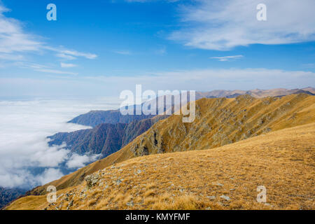 Montagne dorate e il mare di nubi, Lagodekhi national park, Georgia Foto Stock