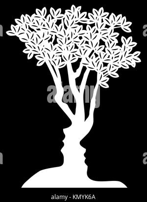 Illusione ottica volti ad albero concetto Illustrazione Vettoriale