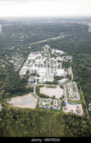 Vista aerea della Bavaria Film Studios, Geiselgasteig, Grünwald, Monaco di Baviera, Germania Foto Stock