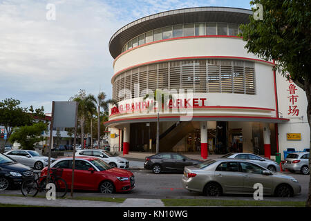 Ingresso principale al nuovo Tiong Bahru Mercato e centro di cibo, Tiong Bahru, Singapore. Foto Stock