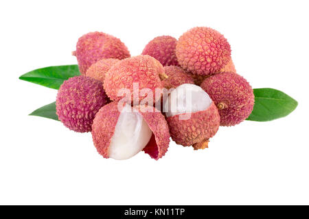 Il Lychee frutti su bianco con tracciato di ritaglio Foto Stock