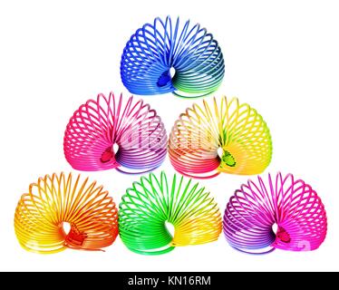 Molla Slinky toy isolato su bianco. Rainbow giocattolo a molla Foto stock -  Alamy