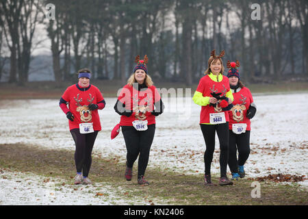 Knutsford, Regno Unito. Decimo Dec, 2017. Guide di scorrimento sul Yule Yomp 10k eseguire con proventi andando per le associazioni di beneficenza locali, Tatton Cheshire,10 dicembre 2017 (C)Barbara Cook/Alamy Live News Credito: Barbara Cook/Alamy Live News Foto Stock