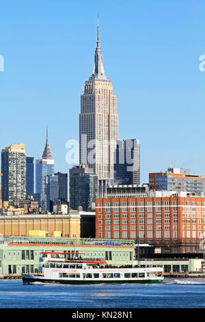 L'Empire state Building visto da Weehauken NJ, USA Foto Stock