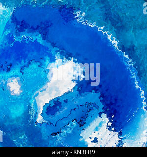 Artificiale blu profondo delle onde oceaniche splash, abstract illustrazione dello sfondo Foto Stock