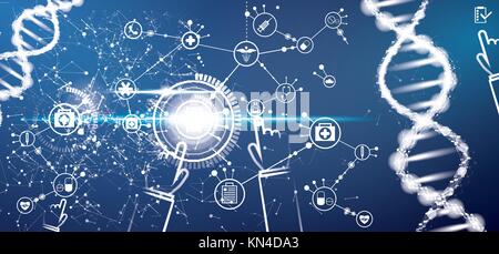 La medicina e la scienza lo sfondo con una molecola di DNA struttura. medical icone. illustrazione vettoriale. Illustrazione Vettoriale