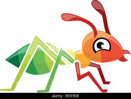 Un colorato ant in stile cartoon Illustrazione Vettoriale