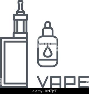 Semplice insieme di relative vape linea del vettore delle icone, Sigaretta elettronica e liquido Illustrazione Vettoriale