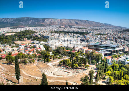 Il Teatro di Dioniso, una delle principali attrazioni dell'Acropoli di Atene, capitale della Grecia Foto Stock