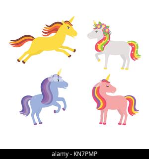 Set di carino unicorns Illustrazione Vettoriale