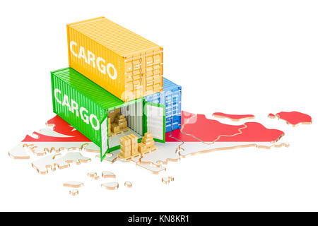 Cargo Spedizione e consegna da Singapore isolati su sfondo bianco Foto Stock