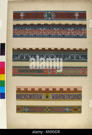 Design del soffitto a Fontainebleau caratterizzato da intricati ornamenti, motivi geometrici e floreali, che enfatizzano la simmetria e lo schema decorativo tipico degli interni rinascimentali, parte della collezione Metropolitan Museum of Art. Foto Stock