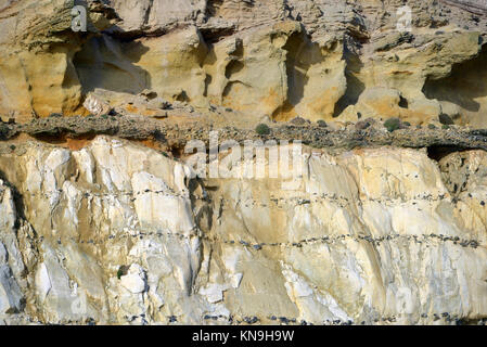 Strati geologici in Newhaven East Sussex, mostrando sopra di arenaria di Chalk Foto Stock