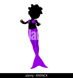 Poco americano africano ragazza mermaid su sfondo bianco Foto Stock