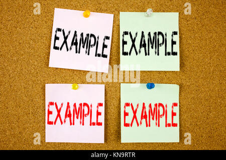 Mano concettuale di scrittura di testo Didascalia ispirazione mostra esempio concetto aziendale ad esempio illustrazione paradigma per esempio su adesivo colorato Foto Stock