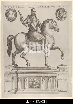 Statua equestre di Enrico II, re di Francia nel Palazzo Rucellai da Daniele de Volterra incontrato DP836049 402586 Foto Stock