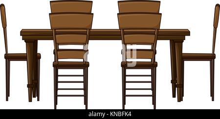 Illustrazione del legno di un tavolo da pranzo su bianco Illustrazione Vettoriale