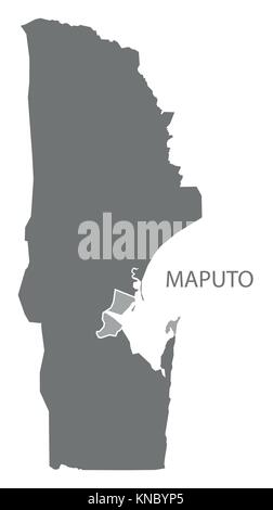 Mappa di Maputo del Mozambico grigio illustrazione forma silhouette Illustrazione Vettoriale