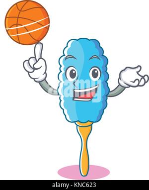 Con basket feather duster personaggio cartoon Illustrazione Vettoriale