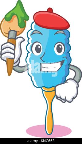 Artista feather duster personaggio cartoon Illustrazione Vettoriale