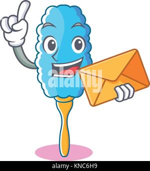 Con busta feather duster personaggio cartoon Illustrazione Vettoriale