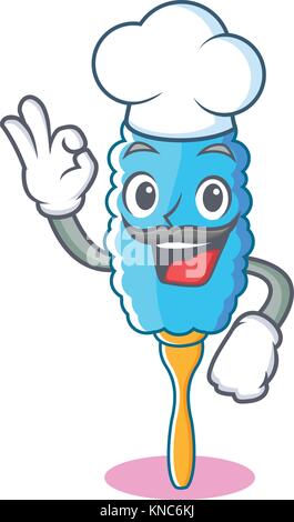 Lo Chef feather duster personaggio cartoon Illustrazione Vettoriale