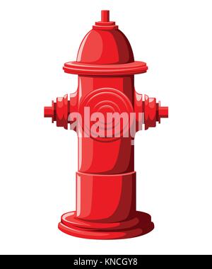 Rosso fuoco idrante in stile piatto isolato su sfondo bianco pagina sito web e mobile app design. Illustrazione Vettoriale