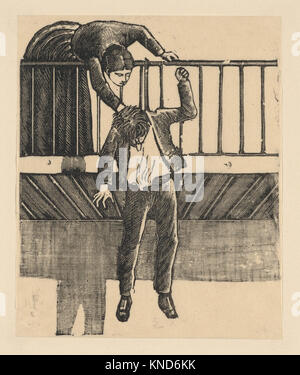 Una donna che scopre un uomo che si è suicidato appeso ad un balcone artista: José Guadalupe Posada, messicano, 1851-1913, ca. 1900-1910, incisione su lamiera Foto Stock