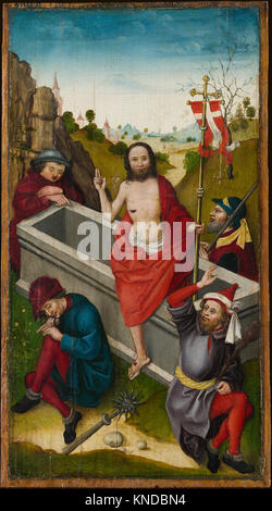 Cristo prima di Pilato; dipinto ad olio della Risurrezione di Ludwig Schongauer (1440-1494) Foto Stock