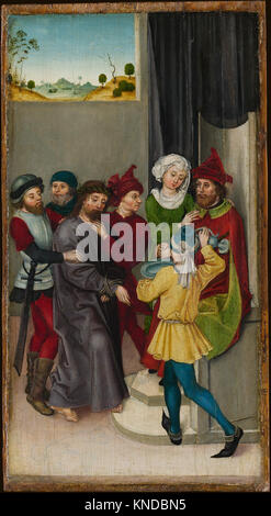 Cristo prima di Pilato; la Risurrezione, dipinto ad olio di Ludwig Schongauer (1440-1494) Foto Stock