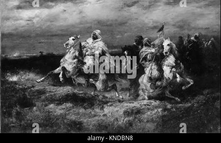 Battle Scene - gli arabi fanno una deviazione di Adolf Schreyer (1828-1899) Foto Stock