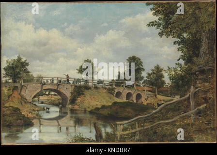 Un vecchio ponte a Hendon, dipinto Middlesex di Frederick Waters Watts (1800-1870), circa 1828 Foto Stock